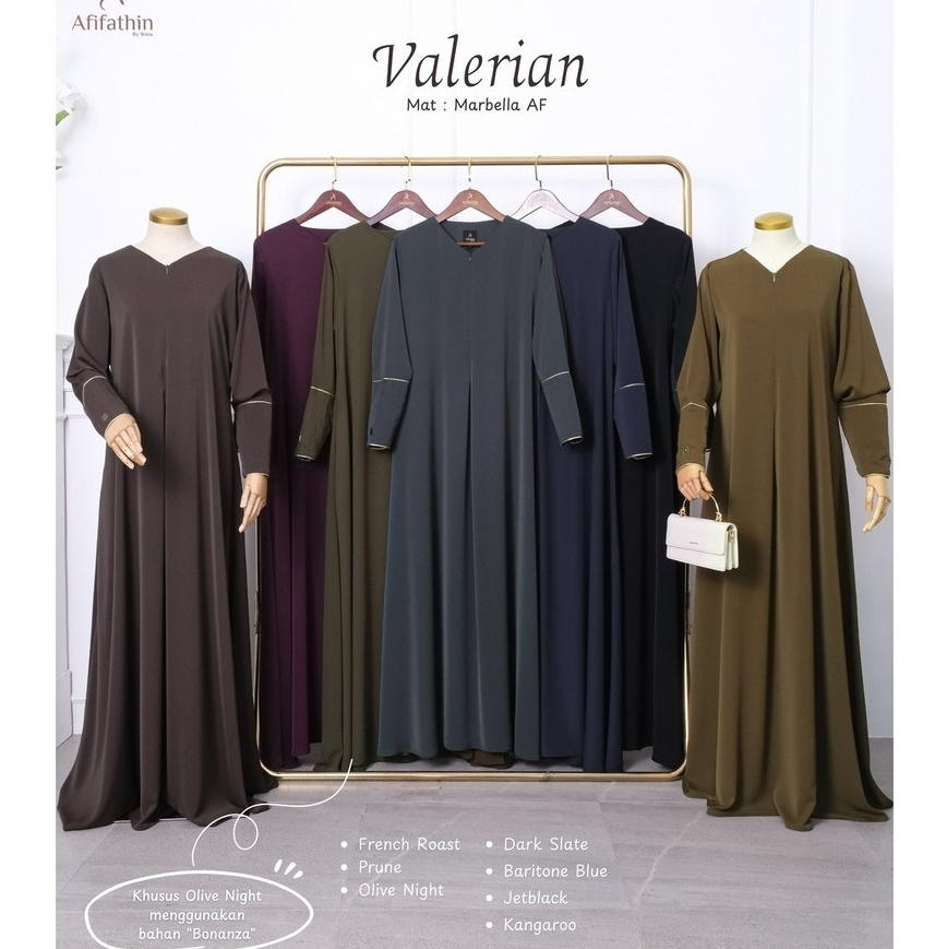(GAMIS SAJA) Valerian by Afifathin Gamis Abaya Syari Only Gamis Manset Zipper Manset Karet