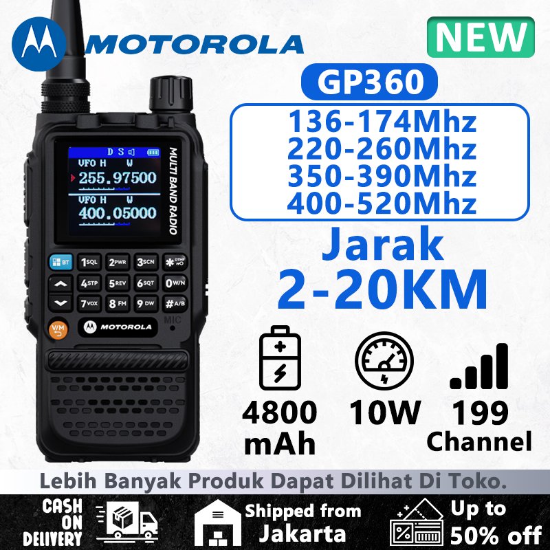 HT GP360 Handy Talky two way radio jarak jauh 20KM Daya Tinggi 10Watt 199 Saluran Radio FM por tabel