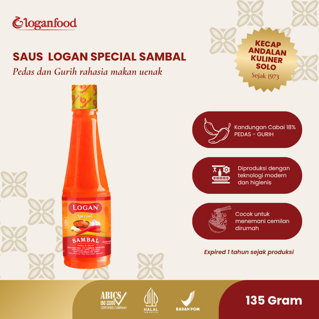 Lombok Gandaria Saus Logan Special Sambal 135ml
