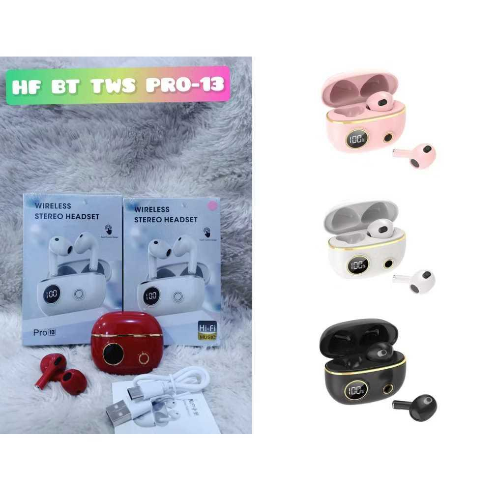 HF BT TWS PRO 13 /TWS Headset Earphone Bluetooth Macaron Hedset bt Wireless Headphone for Airpods He