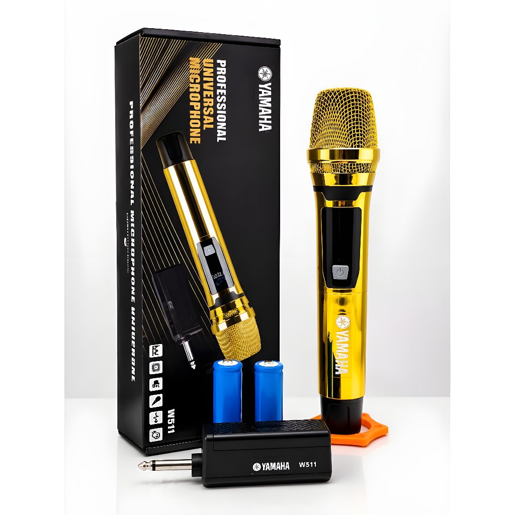 MIC WIRELESS YAMAHA W-511 , MICROPHONE KARAOKE CAS TANPA KABEL W 511 , MIKROFON BATERAI CAS TYPE C