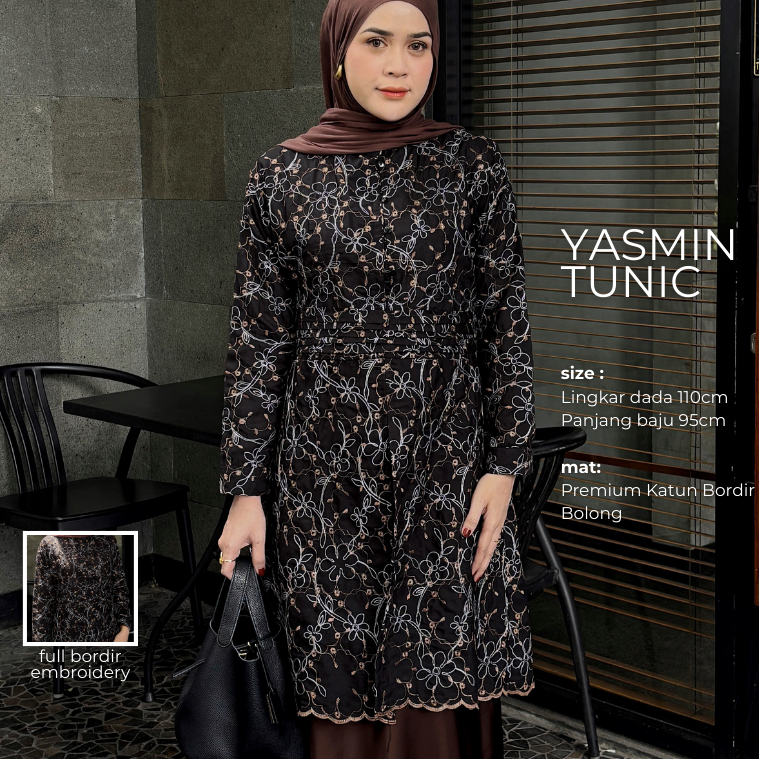 Cantiqu Tunic Wanita Katun Bordir Bolong Yasmin Tunik