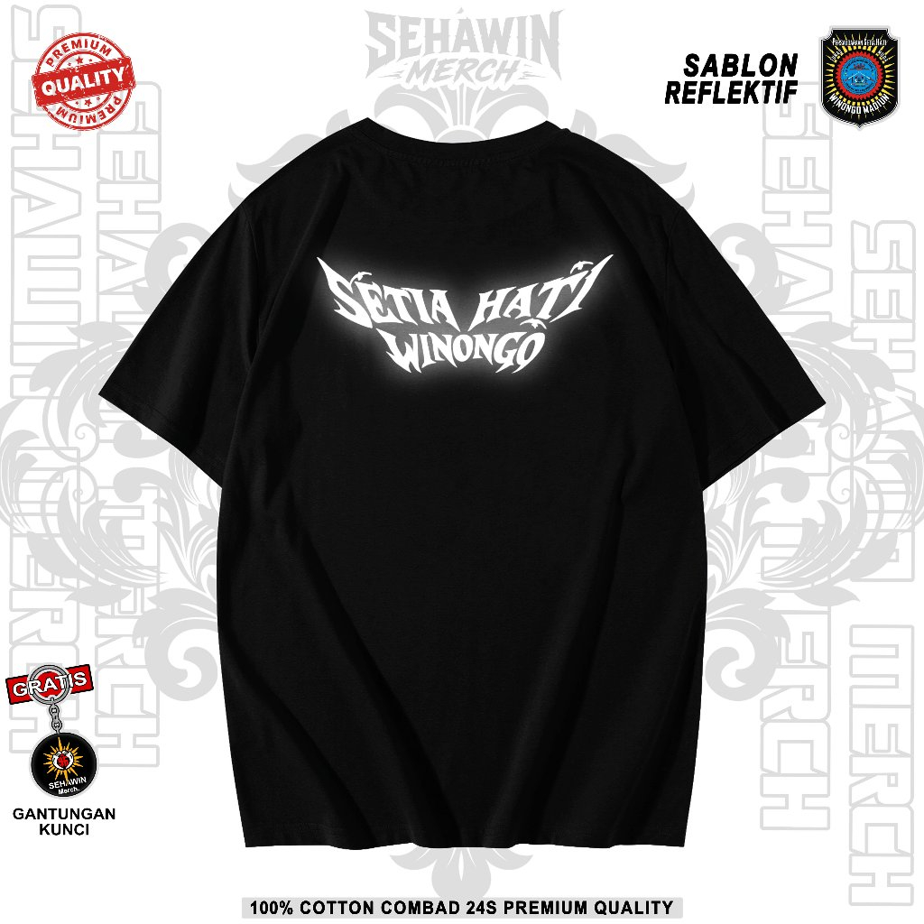 Baju Kaos Lengan panjang Lengan pendek PSHW WINONGO Sablon Reflektif Menyala Premium T-shirt Setia H