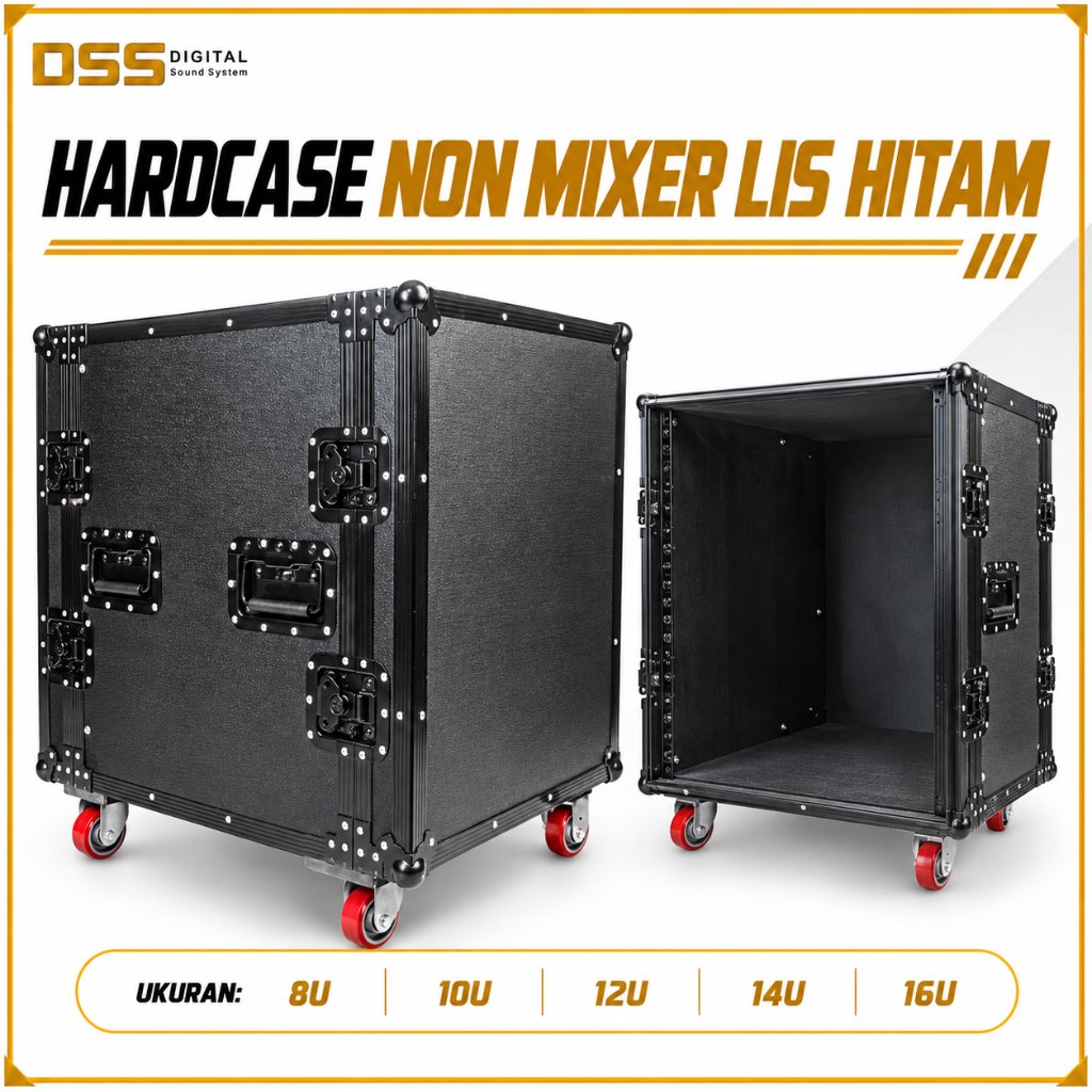 Box Hardcase Non Mixer 12U, 10U, 8U, 14U, 16U Lis Hitam Box Aksesoris Audio Sound System I DSS