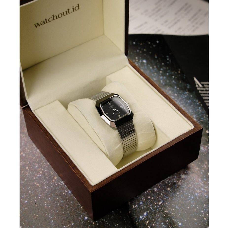Rado DiaStar Ref. 111.0180.3 Quartz Decagon Ceramic 24mm Black Diamond Dial - Jam Tangan Wanita Vint