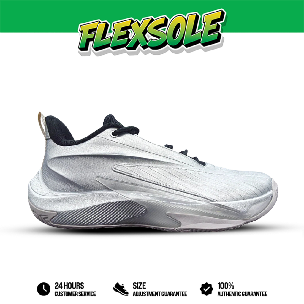 Flexsole - Sepatu Peak Tai-Chi Mastery 2 Silver Grey Black Men's Basketball Sport Shoes Sepatu Olahr