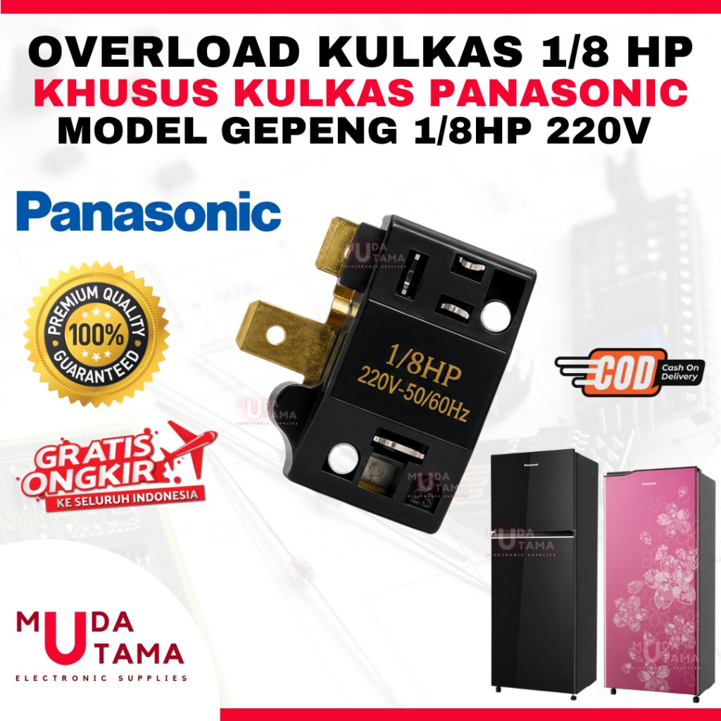OVERLOAD KULKAS 1/8 HP KHUSUS PANASONIC - OVERLOAD KULKAS GEPENG 1/8 HP PANASONIC - OVERLOAD KULKAS 