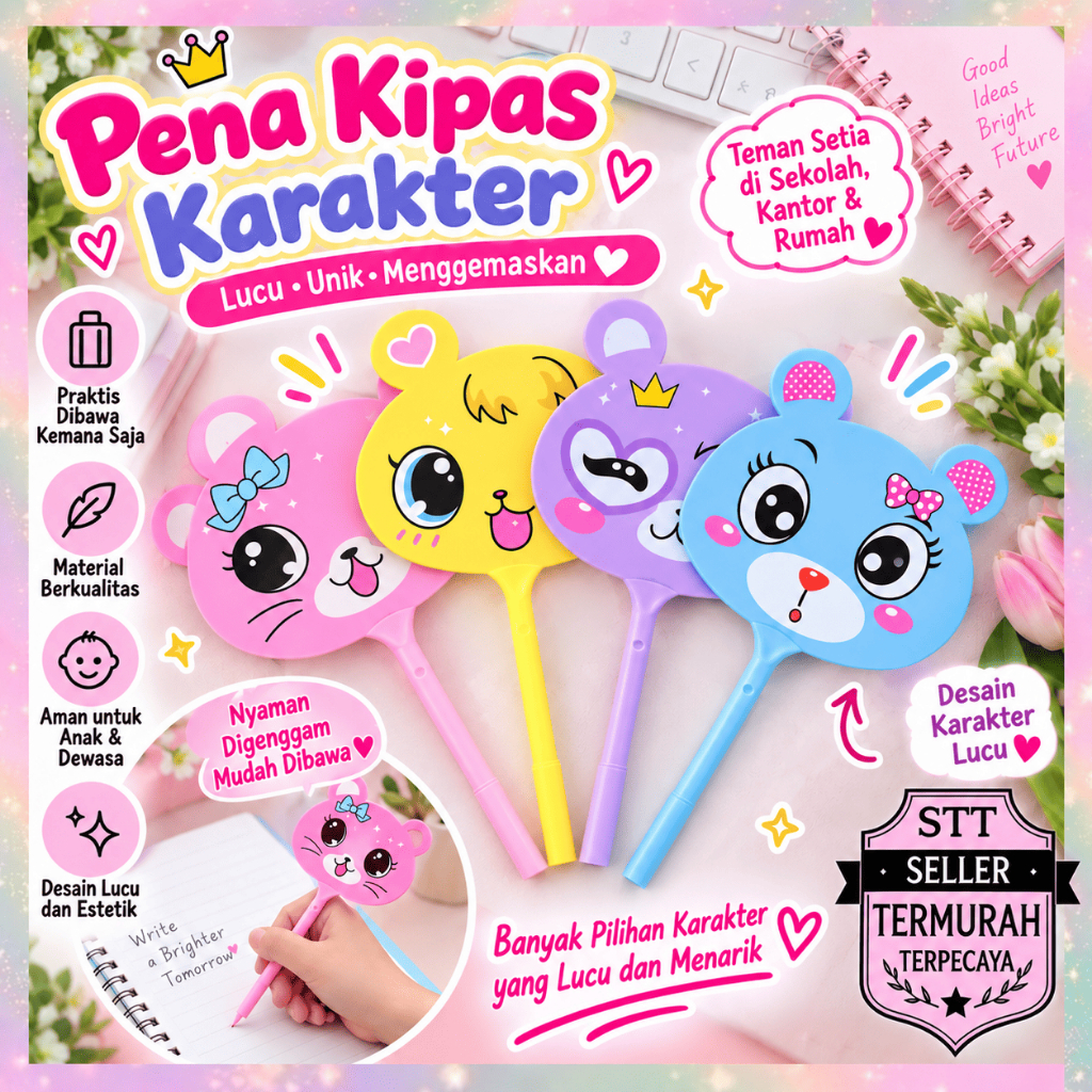 STT PENA KIPAS KARAKTER ANIMAL DAN  BUAH PULPEN KARAKTER