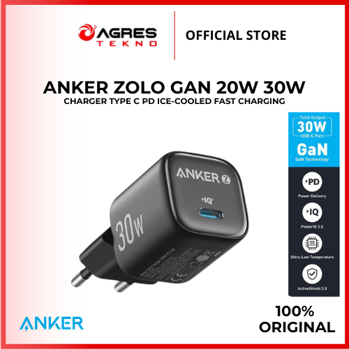 ANKER Zolo GaN 20W 30W Adaptor Kepala Charger Type C PD Ice-Cooled Fast Charging - A2698 A2699
