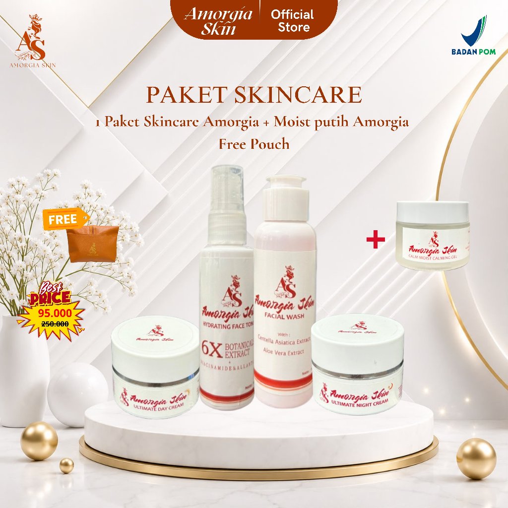 AMORGIA SKIN - Acne Treatment Set (Paket Skincare Amorgia + Moist Putih) FREE POUCH