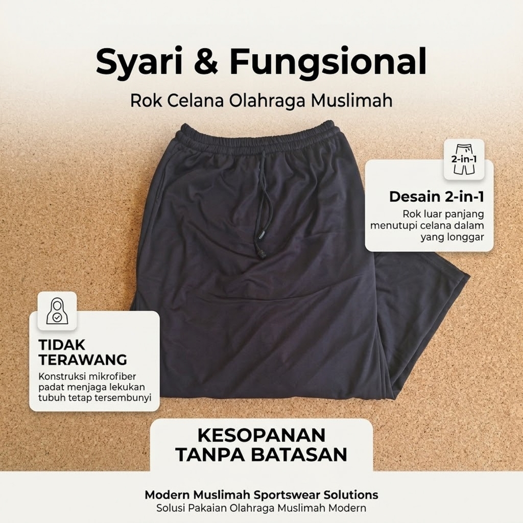Rok Celana Kulot Sport Hijab Running Gym Training Wanita Breathable Jumbo