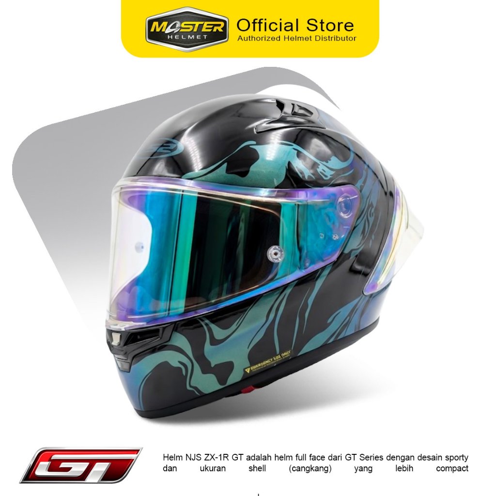 PAKET GANTENG Helm full face NJS ZX1 R GT Nebulasky Emerald full face