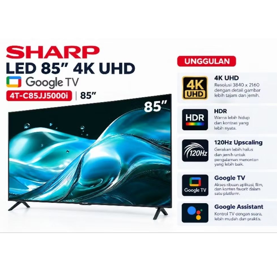 LED Sharp 85 inch 4k UHD Google TV 4T-C85JJ5000i