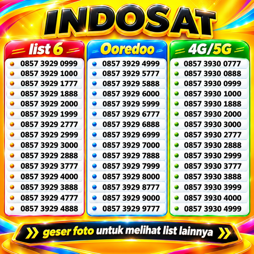 Nomor Cantik Indosat Oredoo Harga Murah berkualitas siap Layanan 4G 5G lte 5758 Terbaik Support 5G