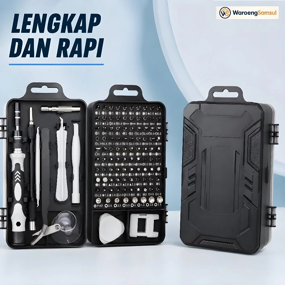 Set Obeng HP 115-in-1 Full Set – Alat Reparasi Handphone, Laptop & Komputer Lengkap