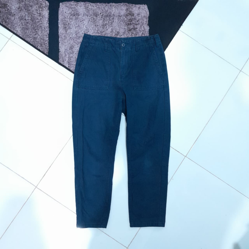 Gu Uniqlo Ankle Fatigue Pants Deep Blue