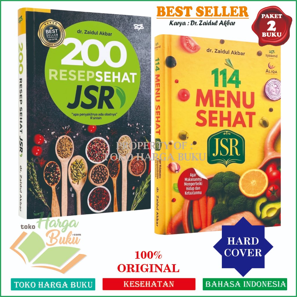 Paket 2 Buku 200 Resep & 114 Menu Sehat JSR ORIGINAL Zaidul Akbar FULL COLOR HC Jurus Sehat Rasulullah - Syaamil Books