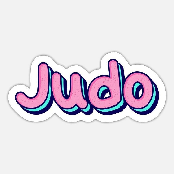Stiker Beladiri Judo Cursive Lettering Pink Tosca Layered Retro Pop Style Bahan Vinyl Anti Air Tahan