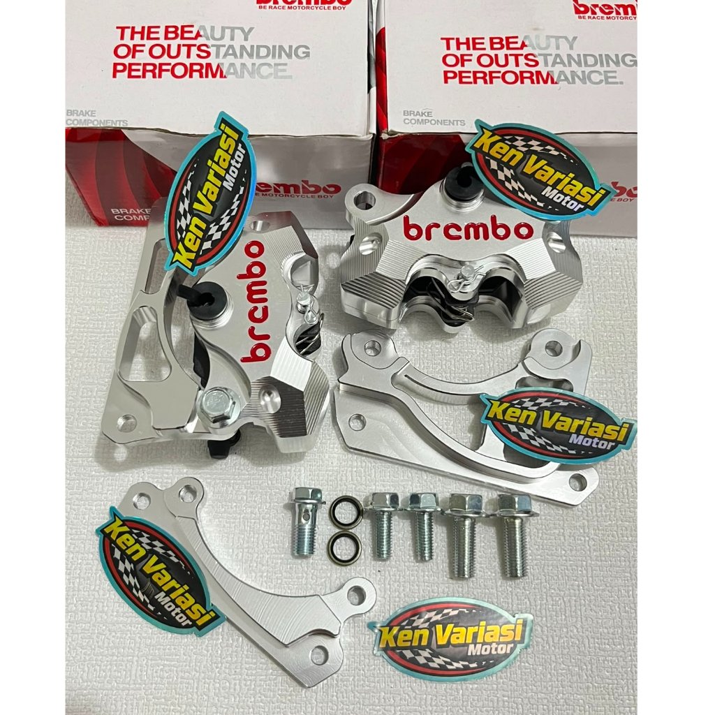 KALIPER + BREKET CAKRAM DEPAN 2 PISTON 2P BREMBO BUTTERFLY BEAT VARIO SCOOPY GENIO DISK PIRINGAN : S