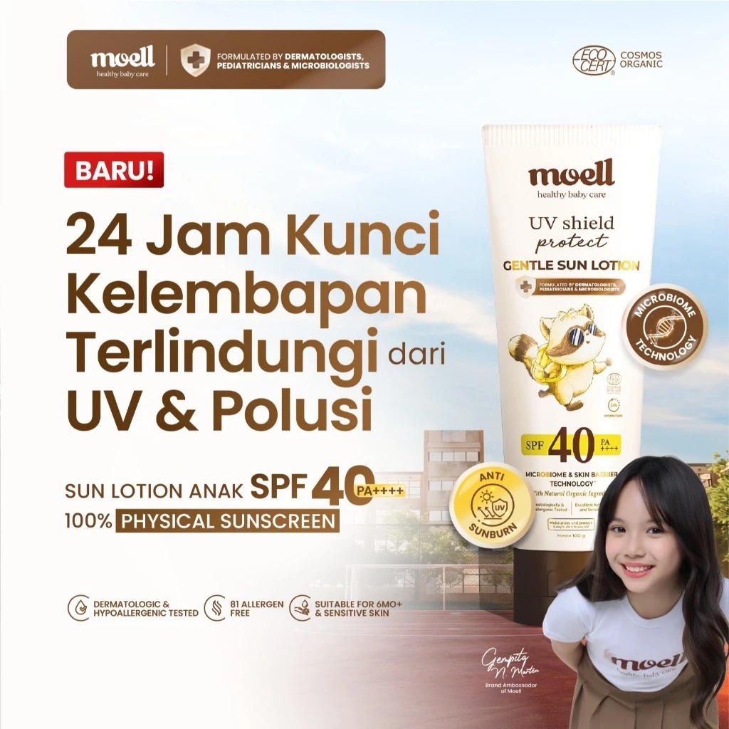 Moell Sun Lotion 100gr / Sun Block badan Bayi dan Anak / SPF 40 PA++++ / Body Sunscreen Anak