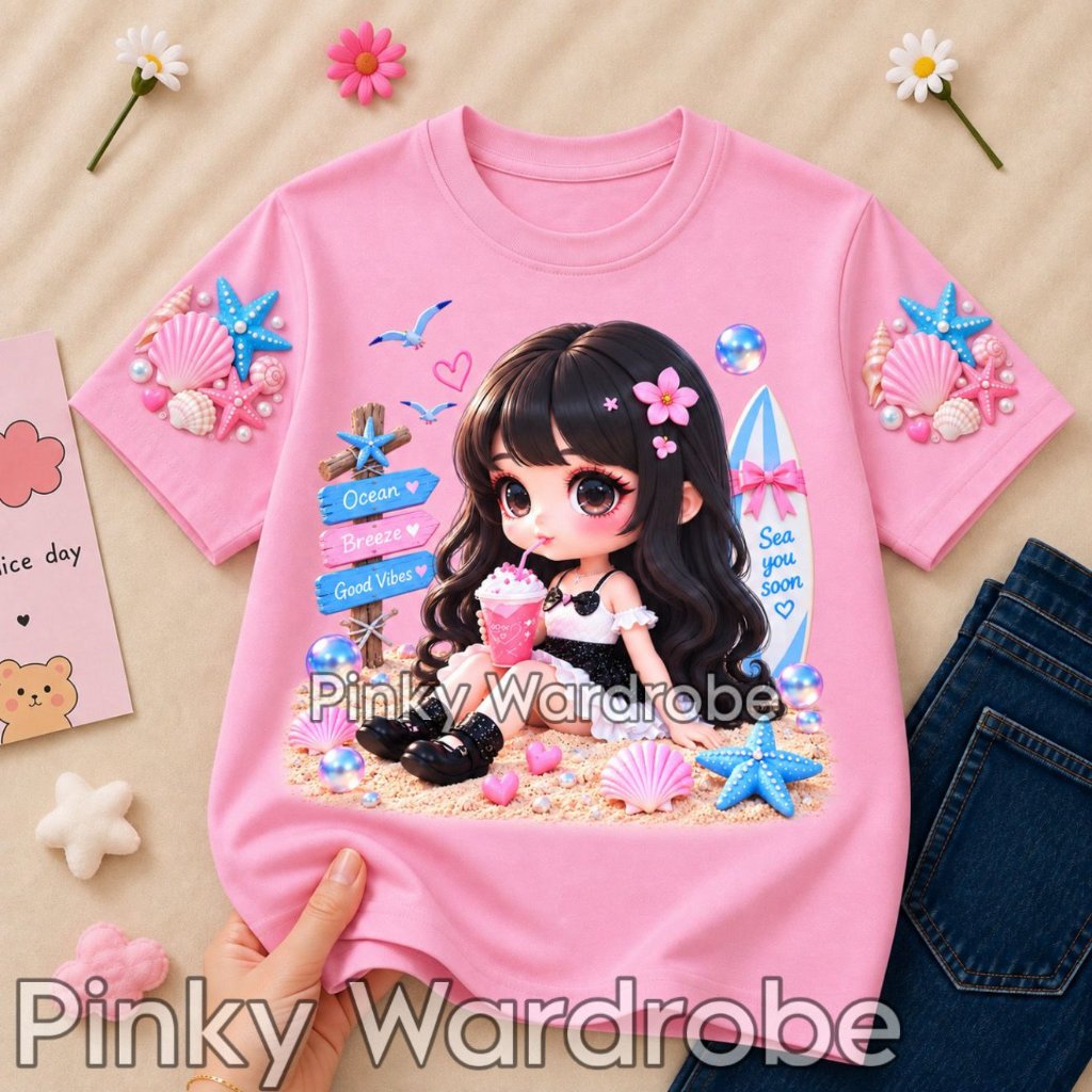 Kaos Anak Perempuan Cute Ocean Girl | Motif Sea & Beach | T-Shirt Anak Premium