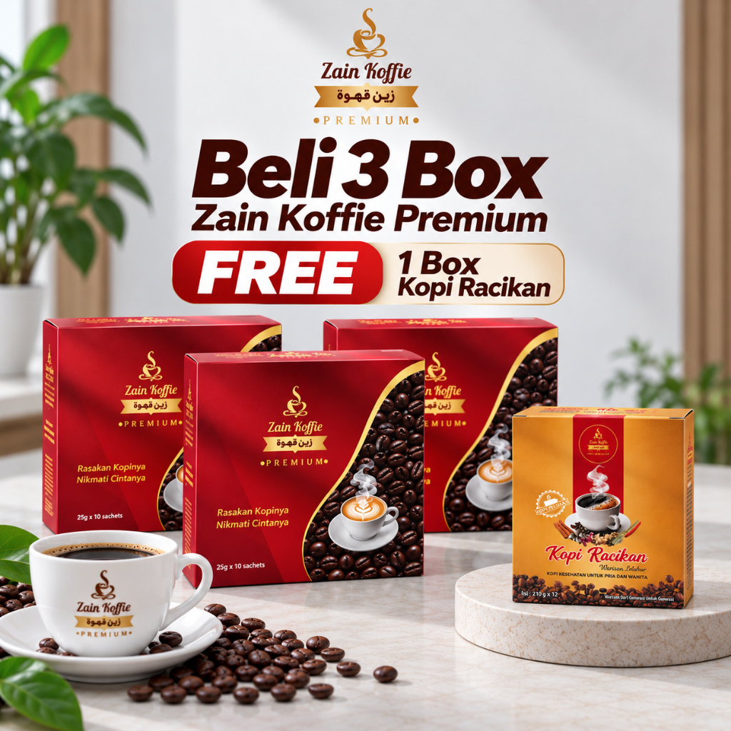 3 BOX ZAIN KOFFIE FREE 1 BOX KOPI RACIKAN - Penunjang Performa Pria dan Wanita