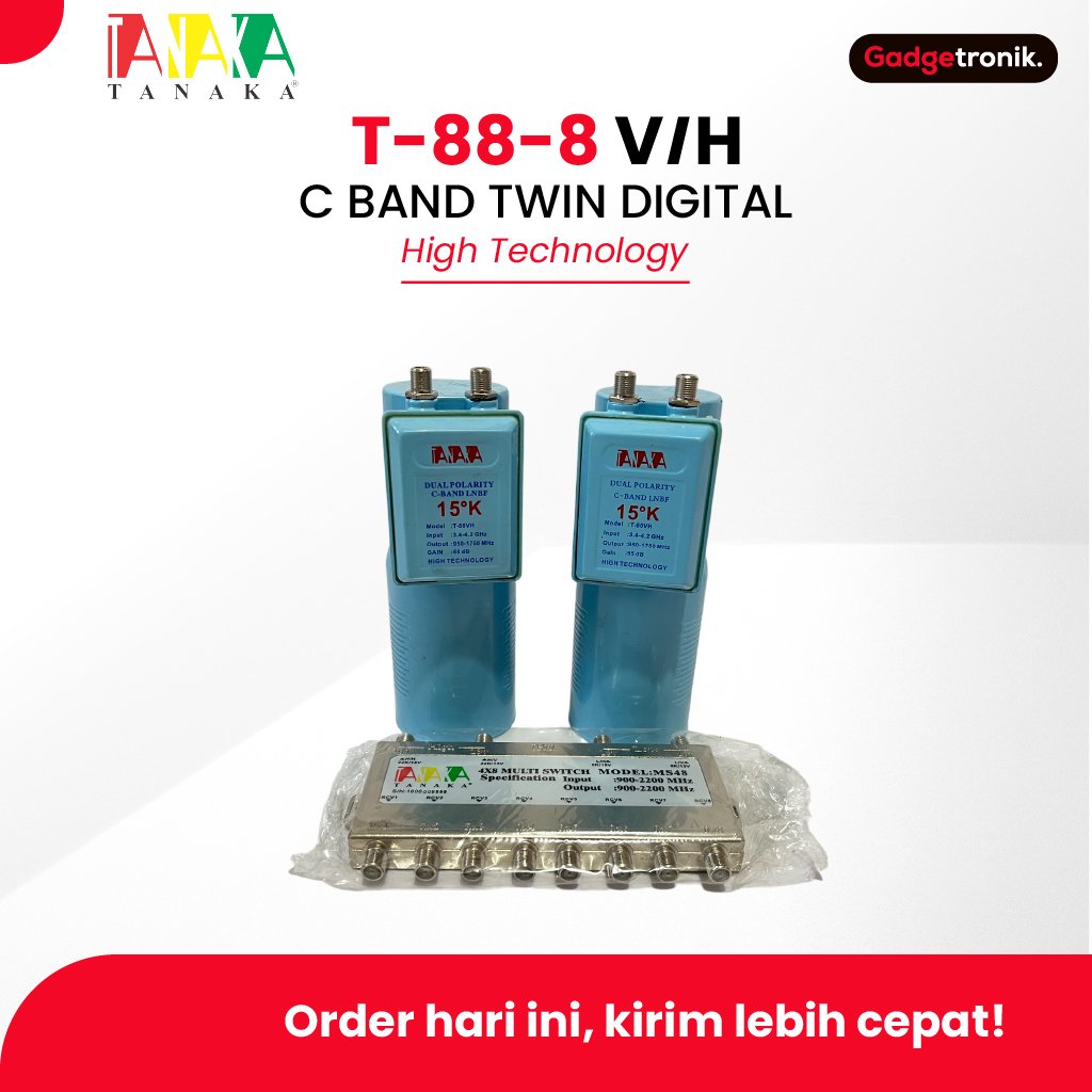 LNB TANAKA T-88-8 V/H C BAND TWIN DIGITAL ANTENA SATELIT DUAL POLARITAS / LNB DUAL OUTPUT TANAKA T-8
