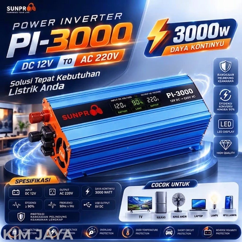 Power Inverter Sunpro Pi-3000 Power Inverter Sunpro 3000 Led Display NEW