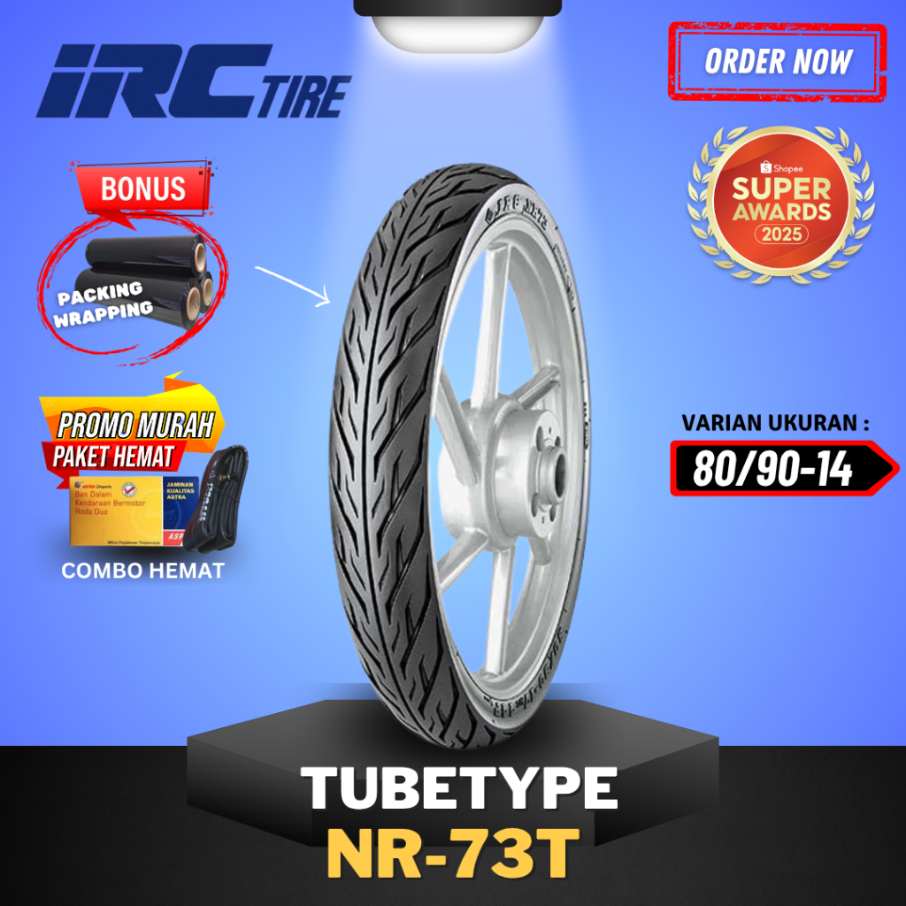[READY COD] BAN IRC NON TUBLES NR73T / BAN IRC TUBETYPE NR 73T ( 80/90-14 ) BAN MOTOR IRC TUBETYPE /
