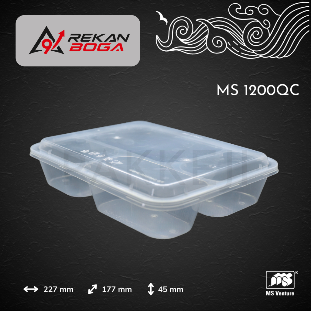 Kotak Makan Plastik 4 Sekat 22x17cm - MS Venture - MS 1200QC