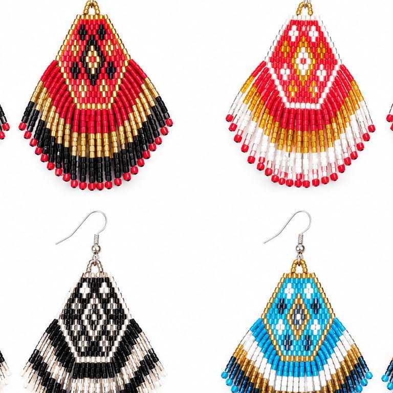 Anting Manik Beads Earrings Hook Handmade Motif Tribal Boho Chic Ulos Batak
