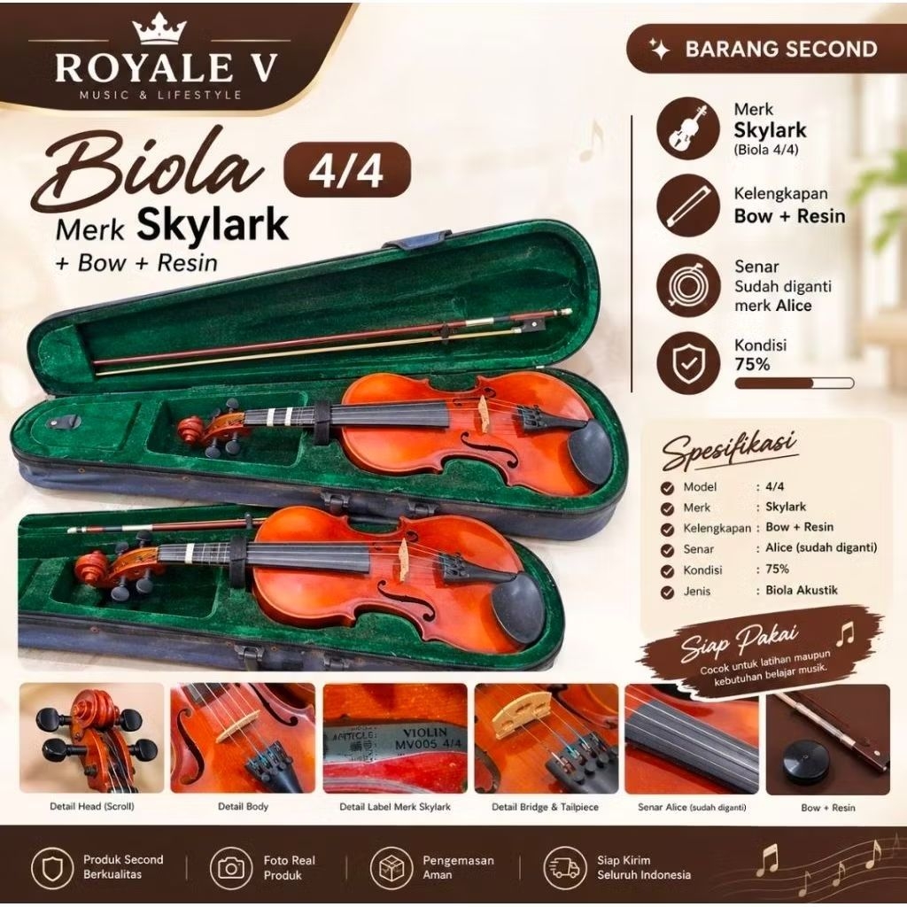 Biola 4/4 Skylark MV005 Original ( Second ) + Bow + Case