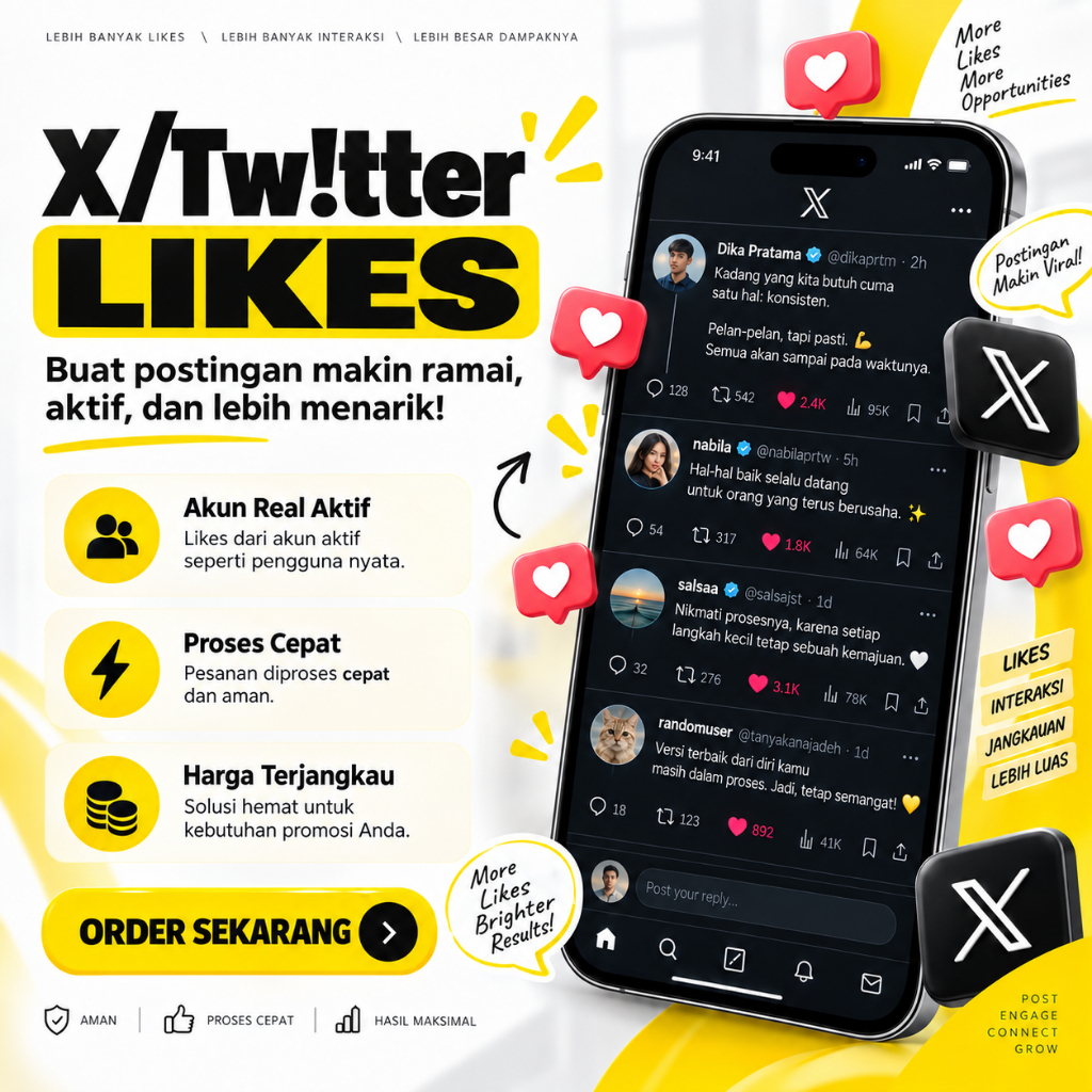 Jasa Likes Twitter / X - Akun Real Aktif Indonesia Manual