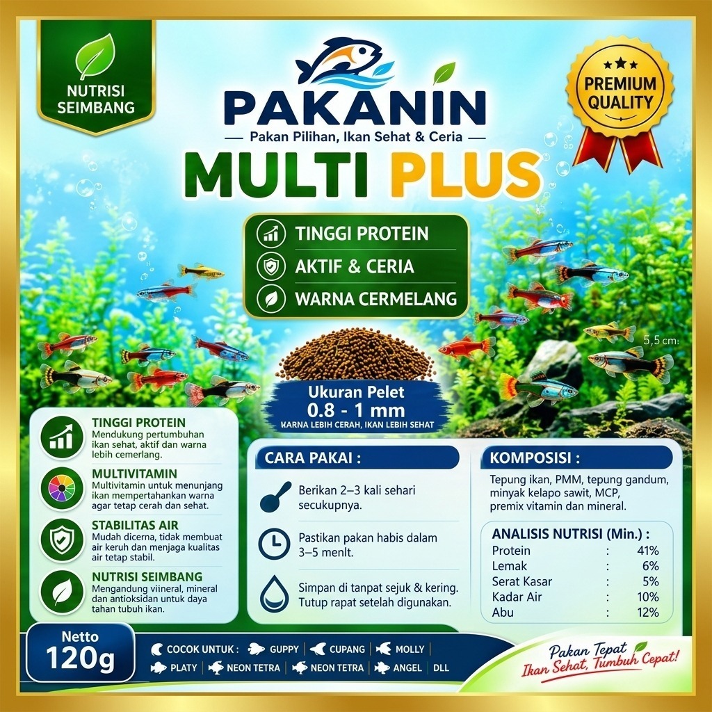 pakan pelet ikan kecil Guppy, molly,cupang,neon,glowfish dll