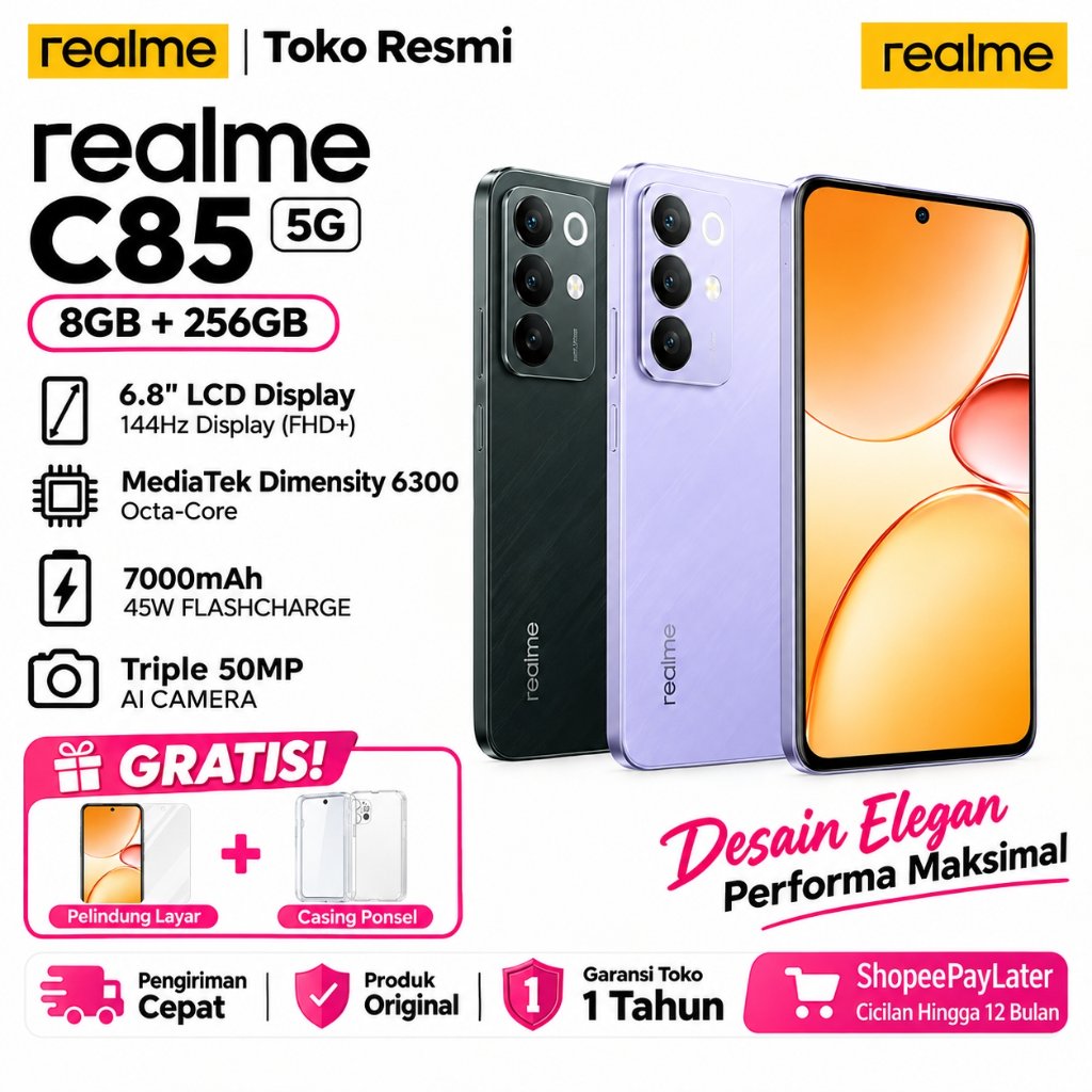 realme C85 5G 8GB+256GB , Dimensity 6300 , 7000mAh Battery , 144Hz 1200nits Display , 50MP Camera