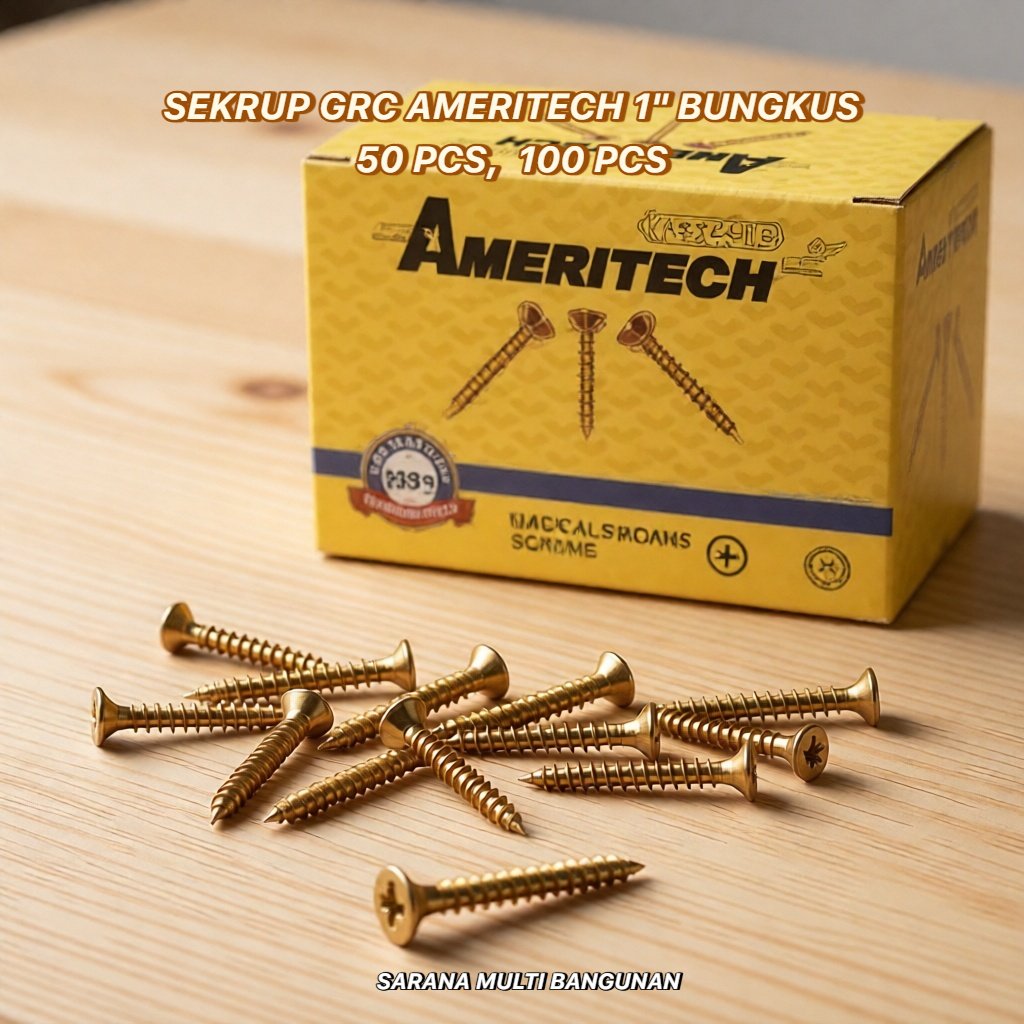 Ameritech Sekrup GRC 1" Inci Bungkus 50 Pcs, 100 Pcs untuk Plafon GRC