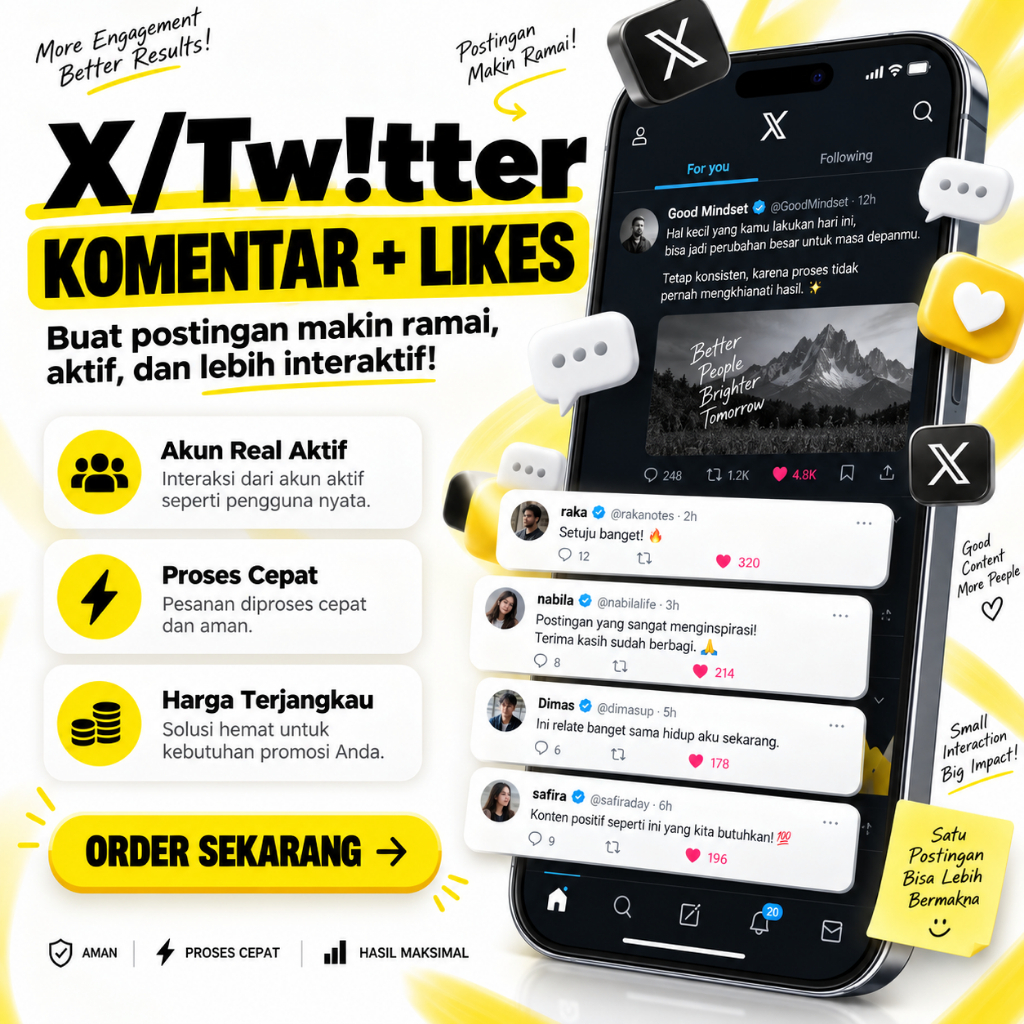 Paket Jasa Likes & Komentar Twitter / X - Akun Real Aktif Human Talent Bisa Custom Teks