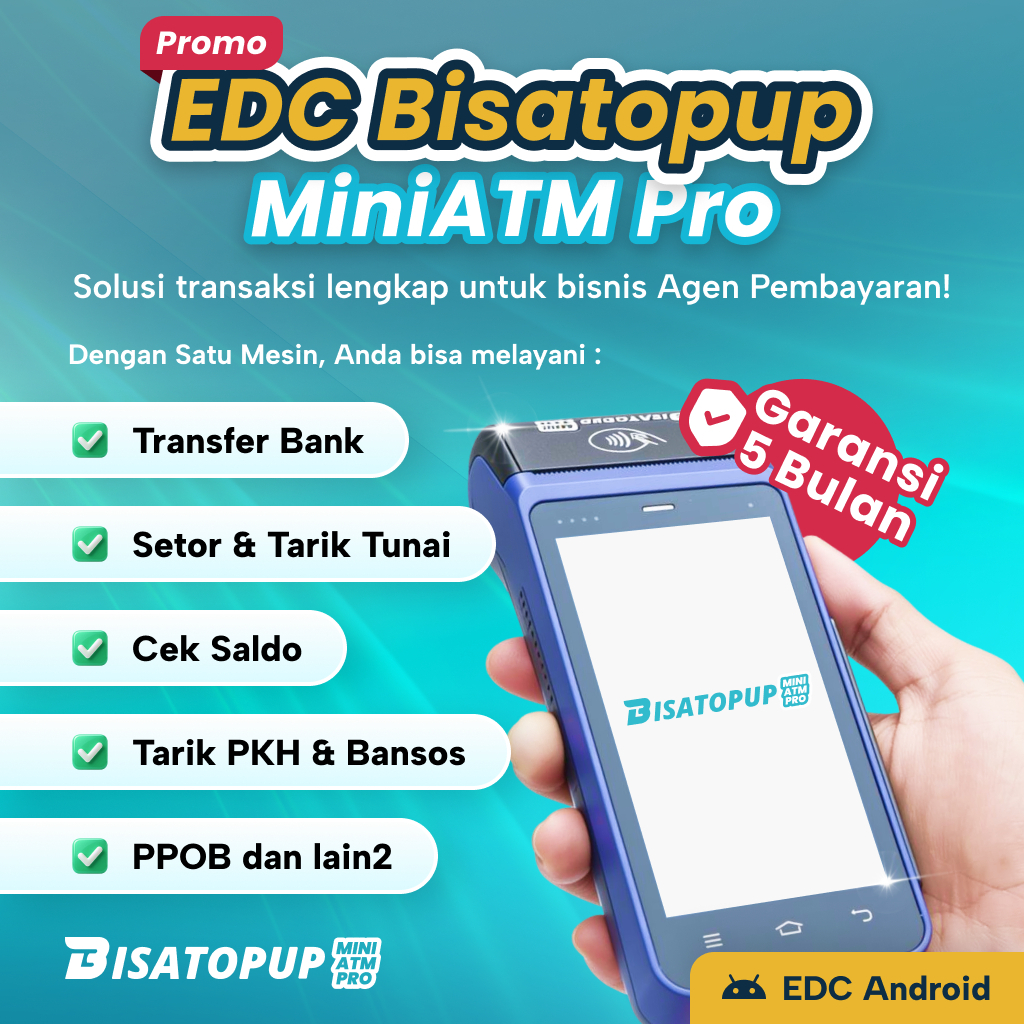 EDC Mini ATM Pro BISATOPUP untuk Agen Warung | Tarik Tunai Transfer Cek Saldo