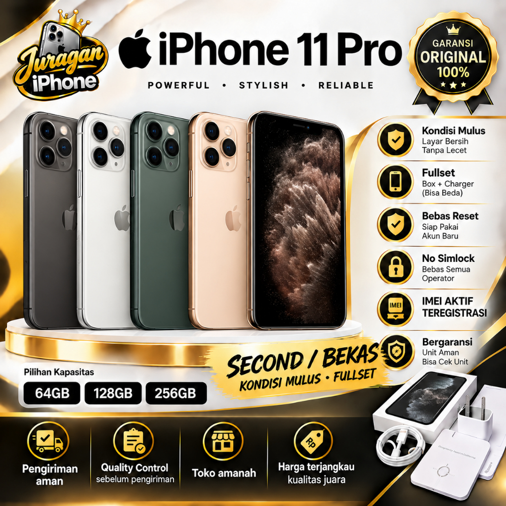 Apple iPhone 11 PRO 64GB 256GB FULLSET SECOND HAND INTERNASIONAL ORI BERGARANSI