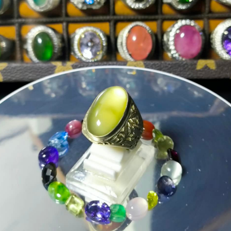 Cincin Batu Natural Idocrase Solar Aceh Kopi Golden 1