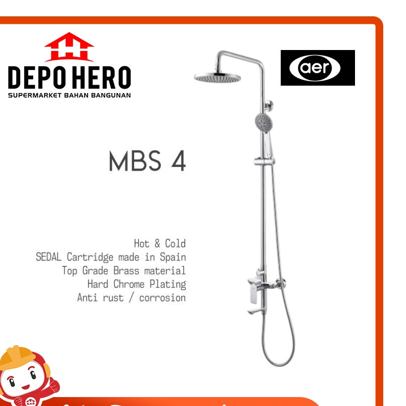 Shower Set AER Panas-Dingin, Kran Air, Keran MBS-4