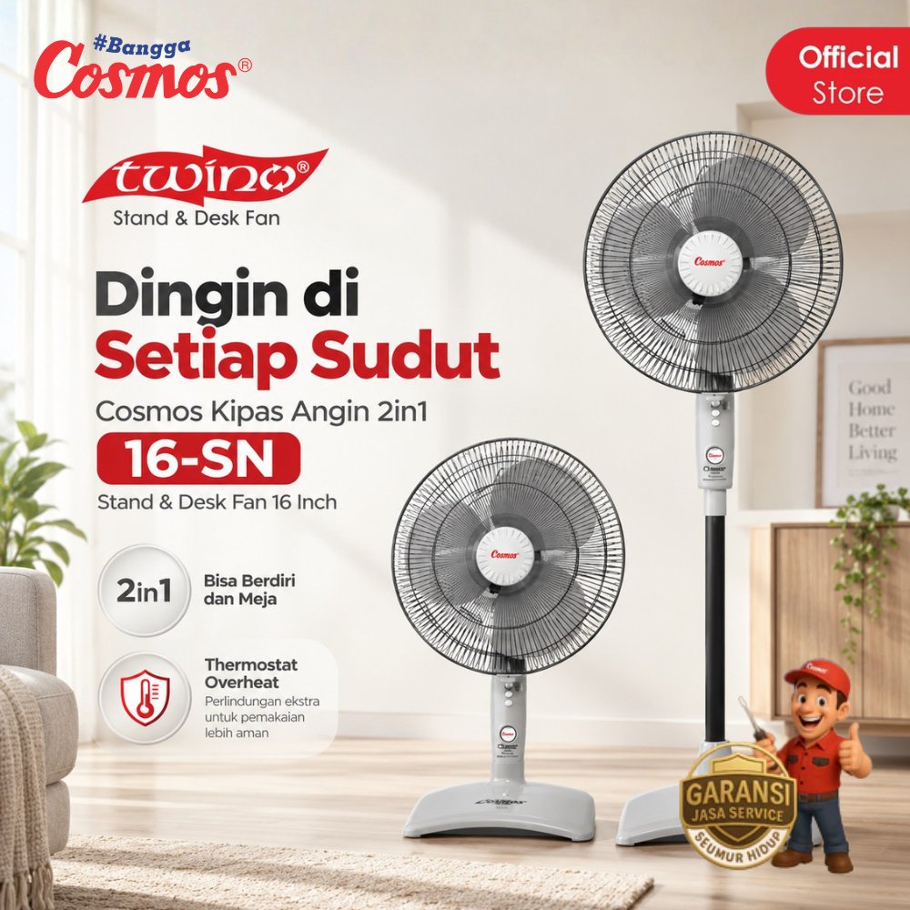 Cosmos Kipas Angin 2 in1 (Stand & Desk) 16-SN