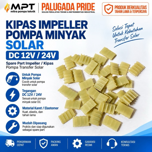 Kipas impeller pompa minyak solar DC 12/24volt Baling Baling Kipas