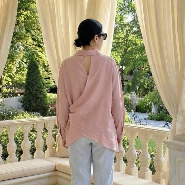 358 - THIS IS APRIL powder pink oversized kemeja sling back