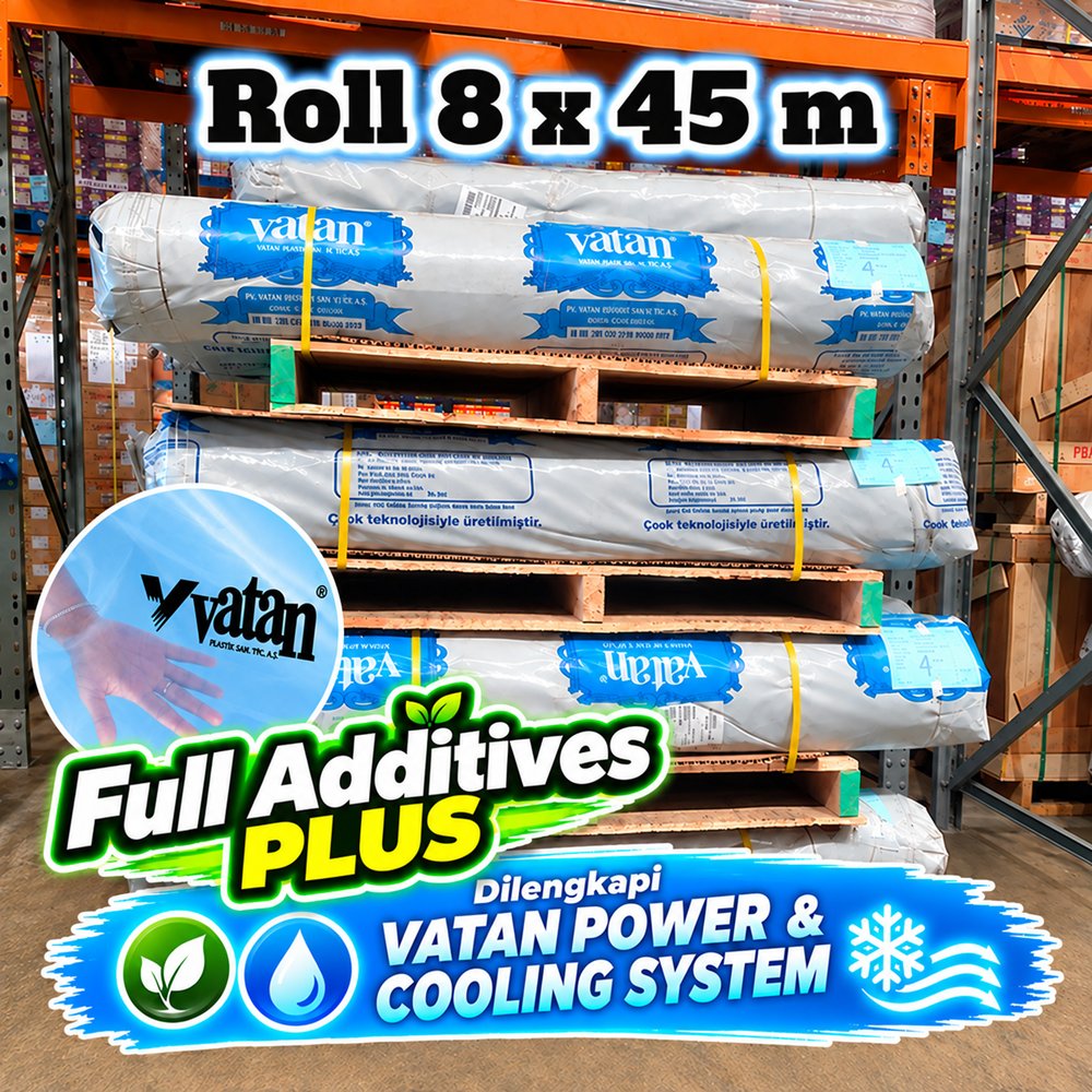 Plastik UV Greenhouse VATAN Tebal 200 Mikron 14% Roll Lebar 8 Meter