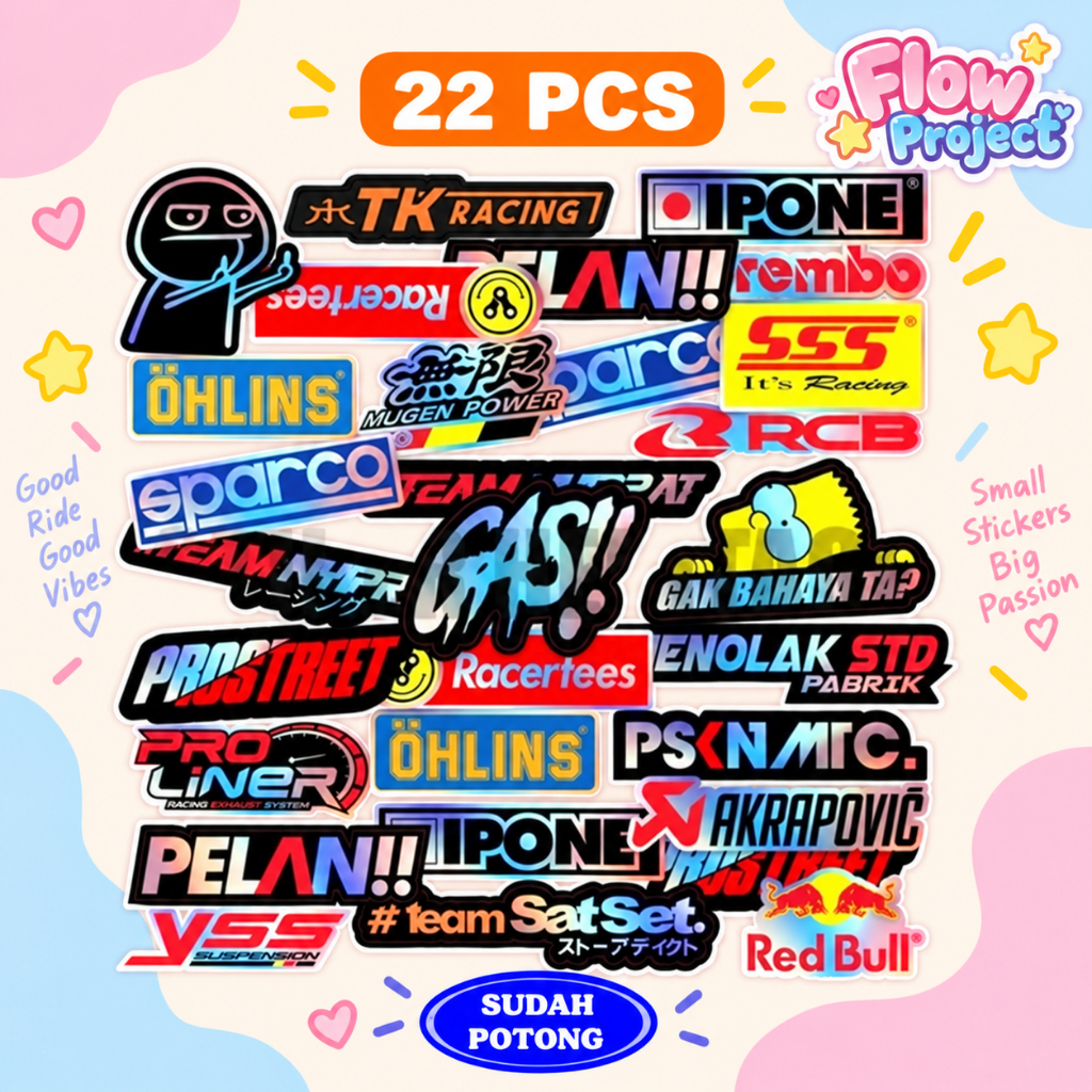 STICKER STIKER RACING HOLOGRAM | STIKER MOTOR | STICKER HELM, stciker pack stiker helm stiker esteti