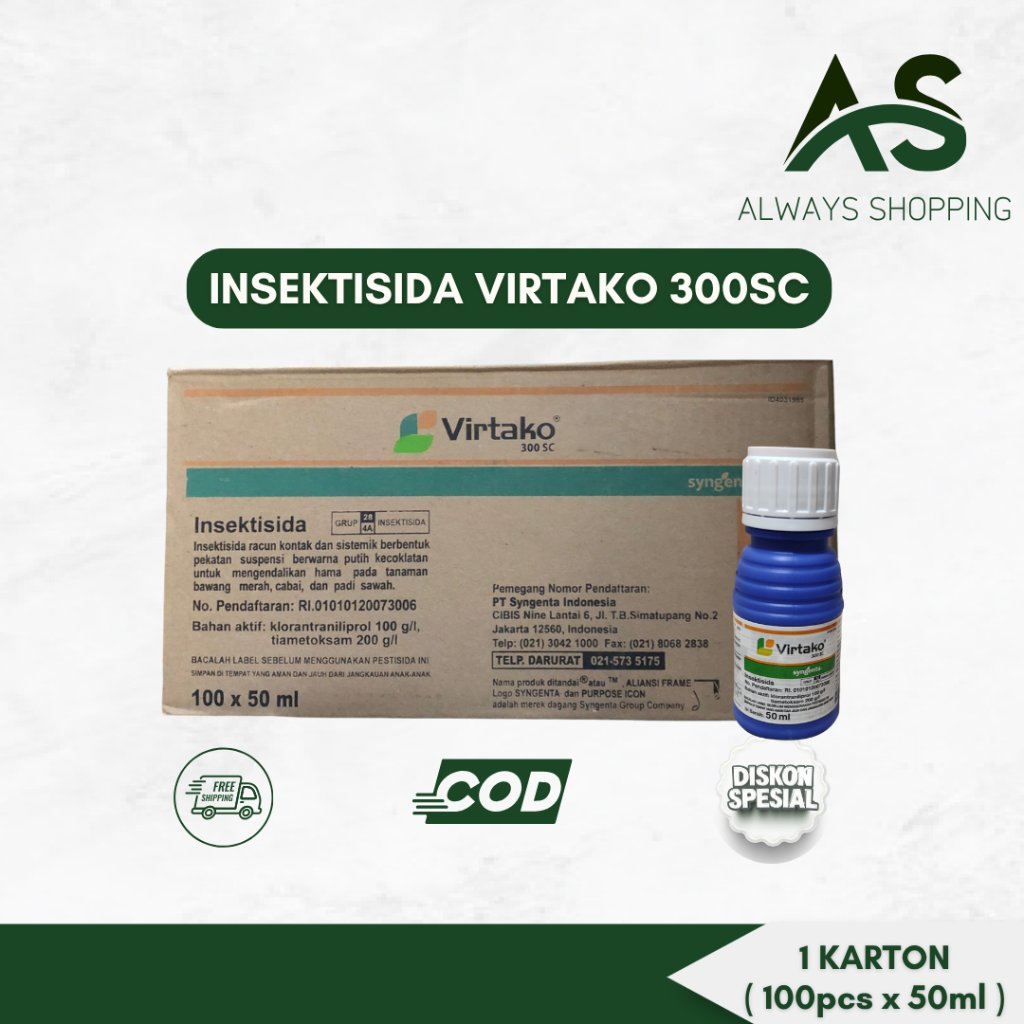 [A1] 1 Karton Insektisida Virtako 300 SC Kemasan 50ml Isi 100 Botol Pengendali Hama pada Tanaman