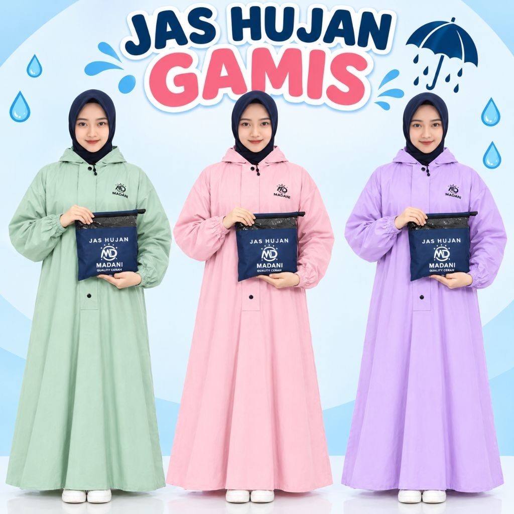 Jas Hujan Gamis MADANI Wanita Muslimah