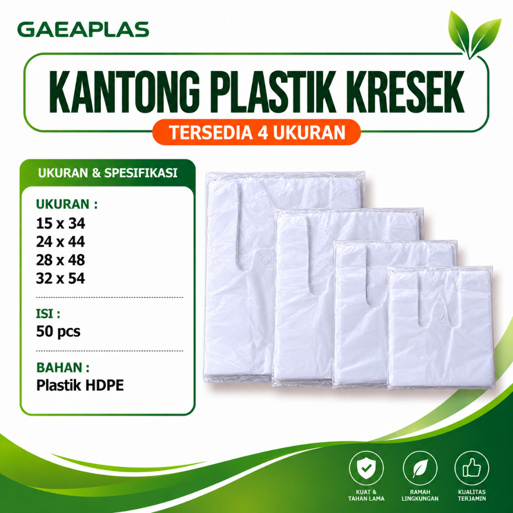 Kresek Kantong Plastik Kresek 15x34 24x44 28x48 32x58 Isi 50 Pcs Plastik Kresek Putih