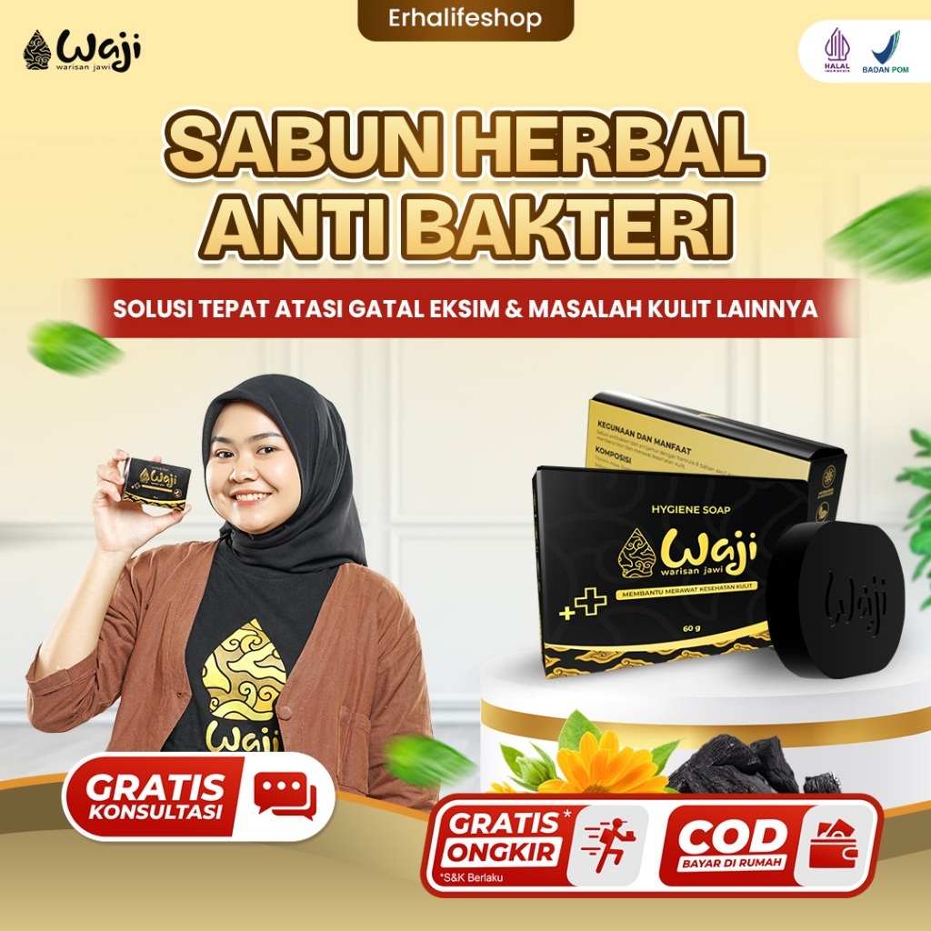 Sabun Anti Gatal Waji Herbal Ampuh Atasi Jamur Kulit Kurap Eksim Biduran Antiseptik Original Sabun W